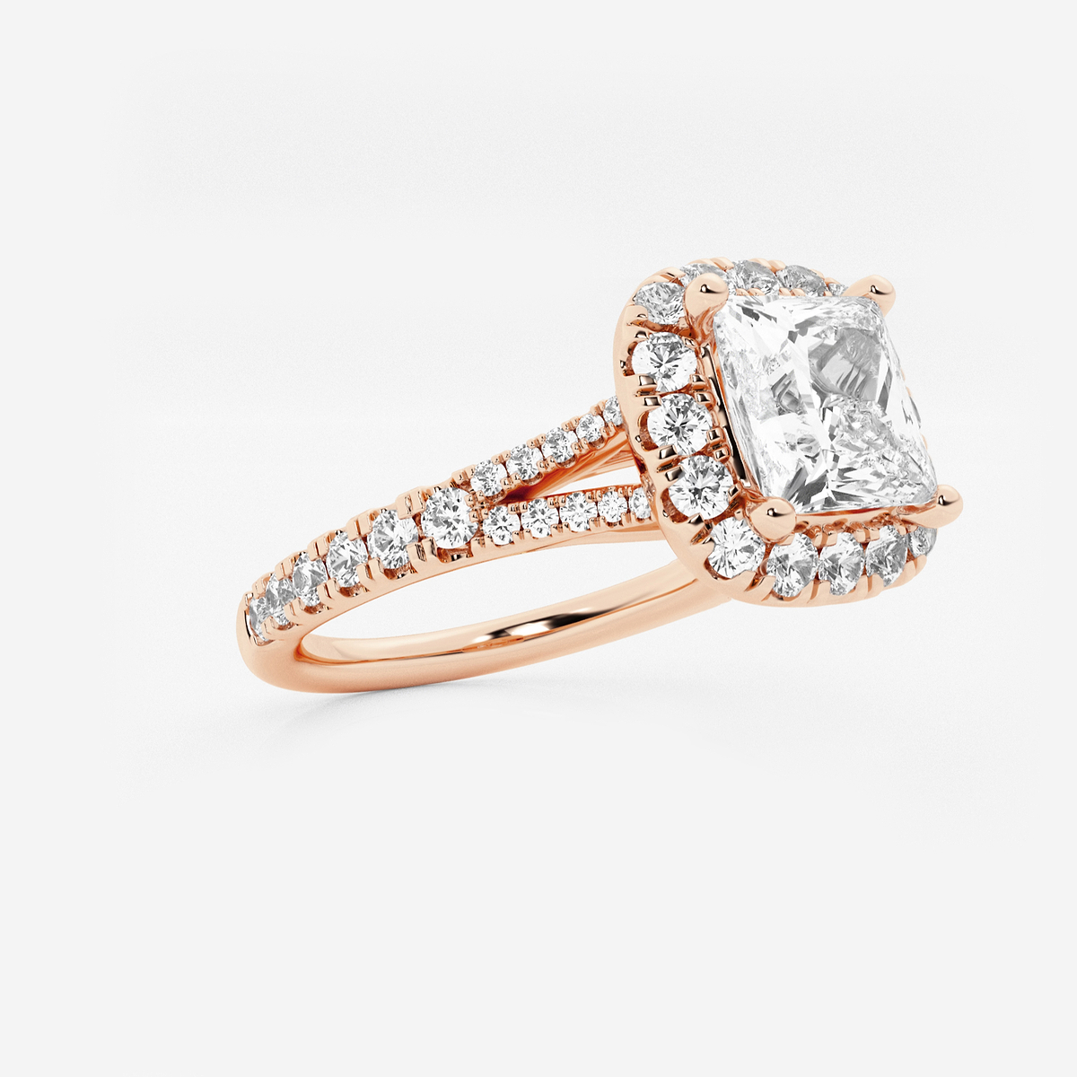 Additional Image 1 for  3 3/4 ctw Princess Lab Grown Diamond Split Shank Halo Engagement Ring