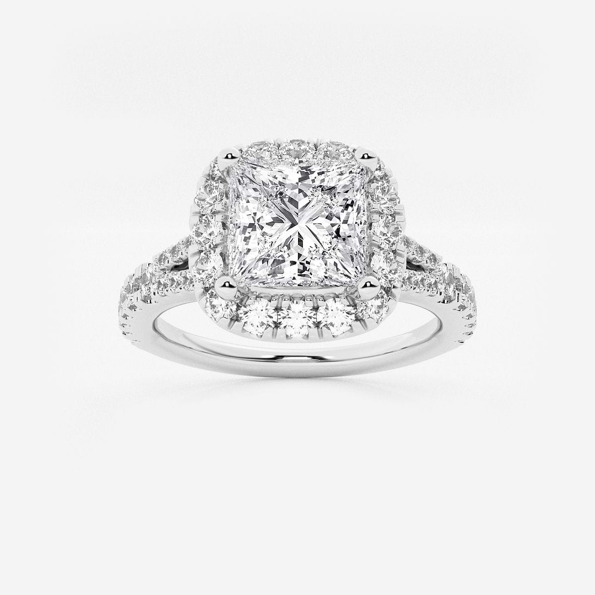 2 ctw Princess Lab Grown Diamond Split Shank Halo Engagement Ring