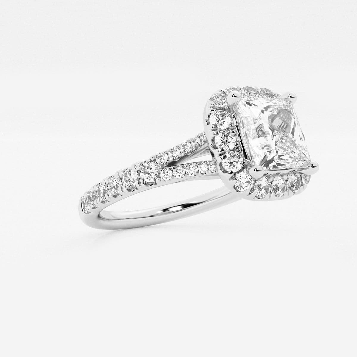 Additional Image 1 for  2 ctw Princess Lab Grown Diamond Split Shank Halo Engagement Ring