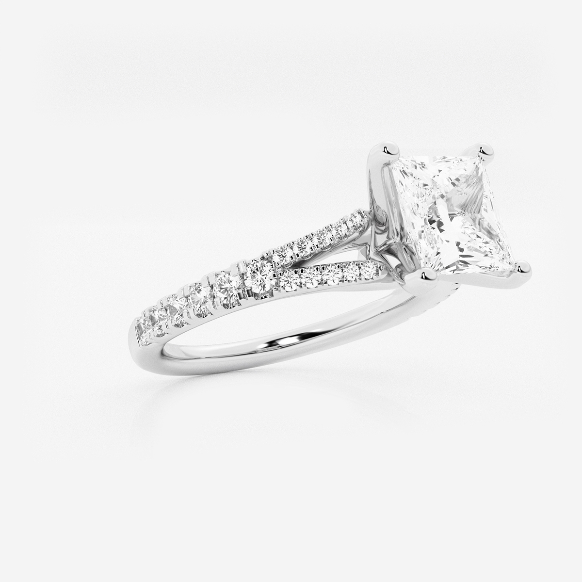 Additional Image 1 for  1 7/8 ctw Princess Lab Grown Diamond Split Shank Engagement Ring