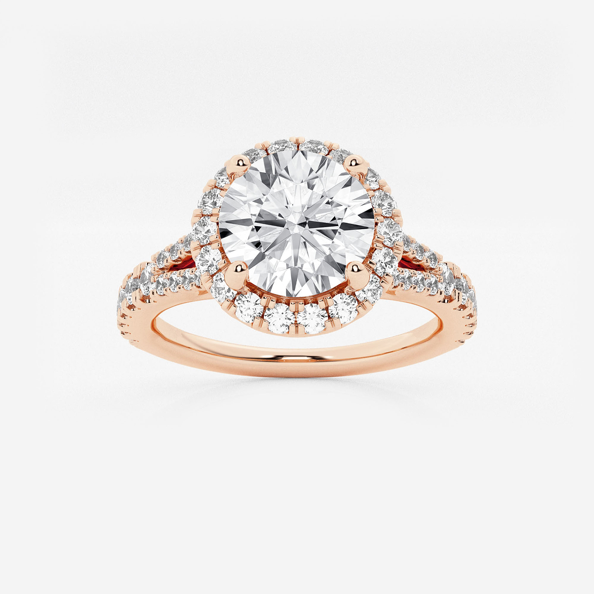 2 ctw Round Lab Grown Diamond Split Shank Halo Engagement Ring