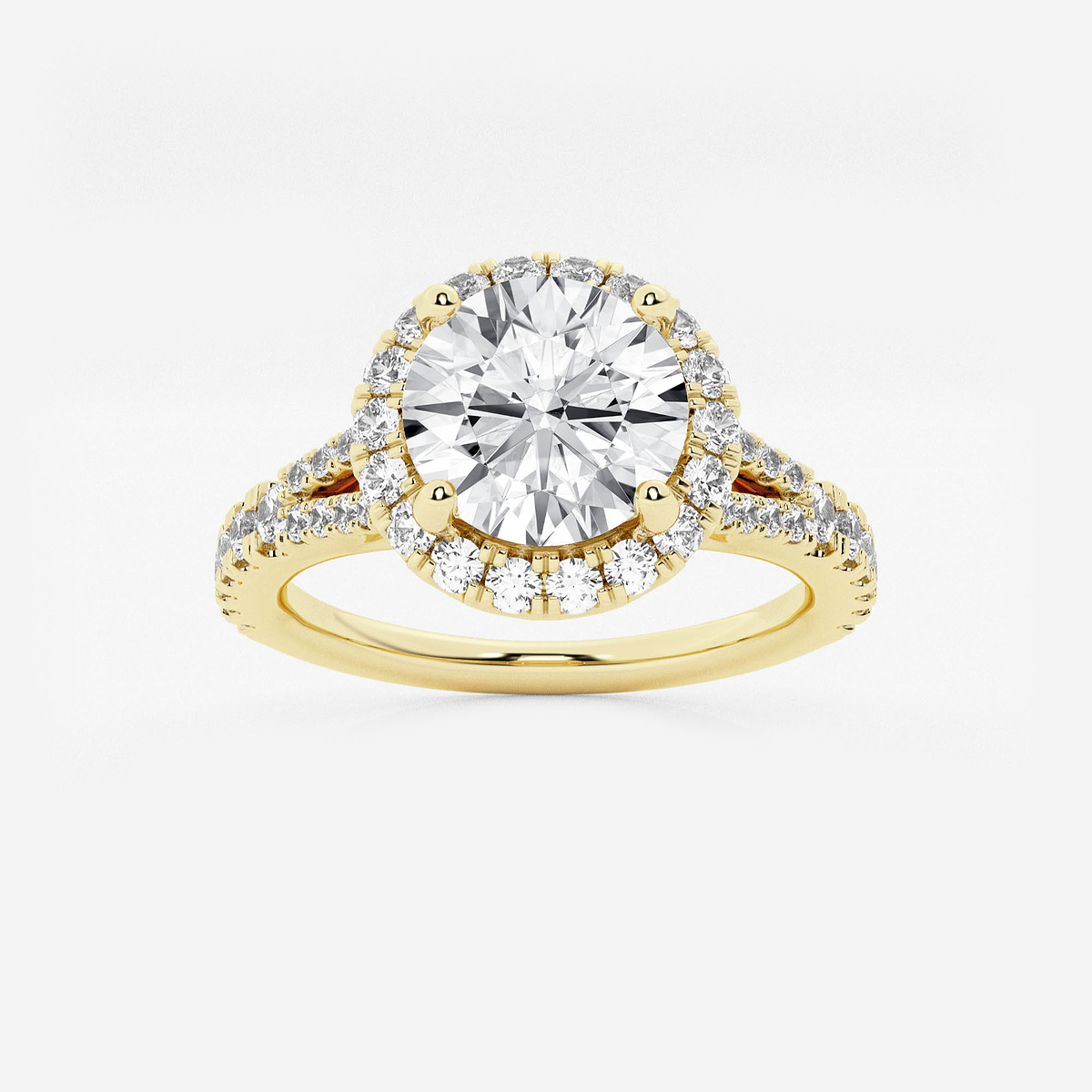 2 ctw Round Lab Grown Diamond Split Shank Halo Engagement Ring