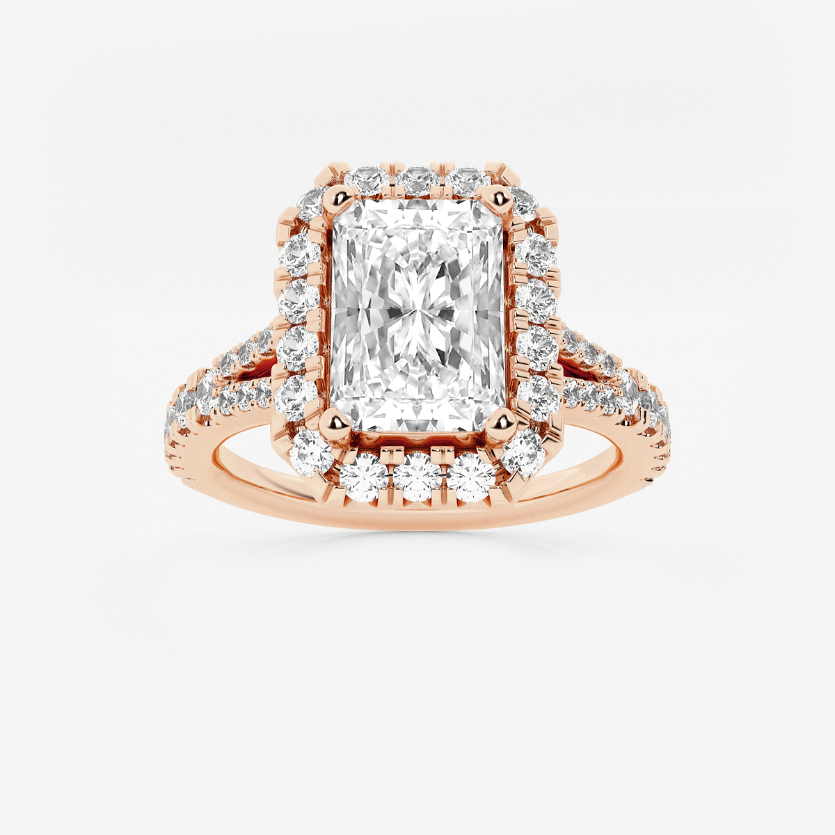 2 ctw Radiant Lab Grown Diamond Split Shank Halo Engagement Ring