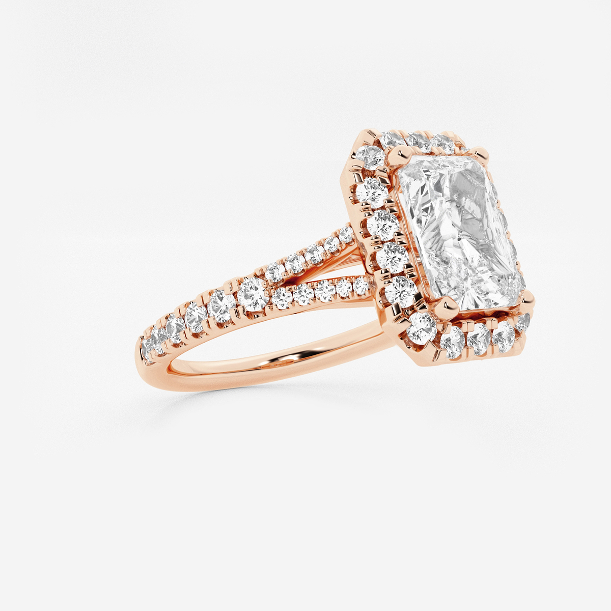 Additional Image 1 for  2 ctw Radiant Lab Grown Diamond Split Shank Halo Engagement Ring