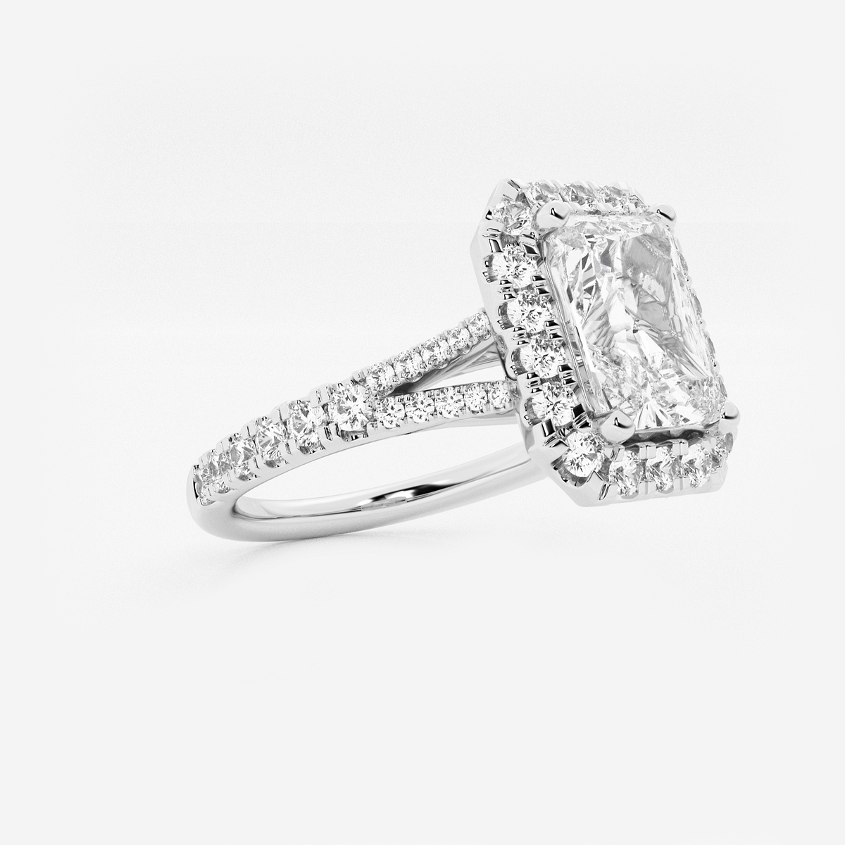 Additional Image 1 for  2 ctw Radiant Lab Grown Diamond Split Shank Halo Engagement Ring