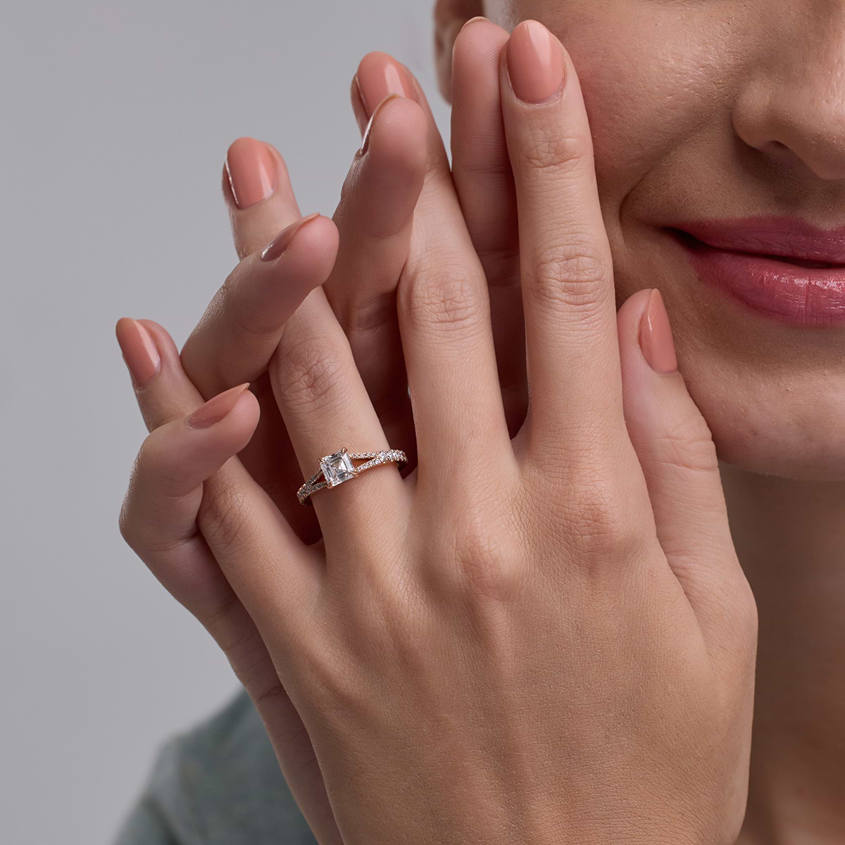 Additional Image 2 for  1 1/3 ctw Asscher Lab Grown Diamond Split Shank Engagement Ring