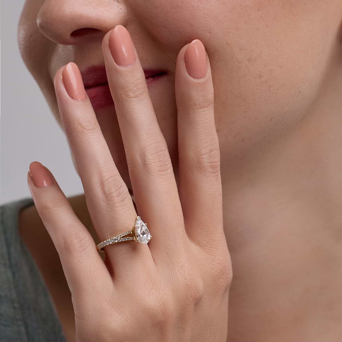 Additional Image 2 for  1 7/8 ctw Pear Lab Grown Diamond Split Shank Engagement Ring