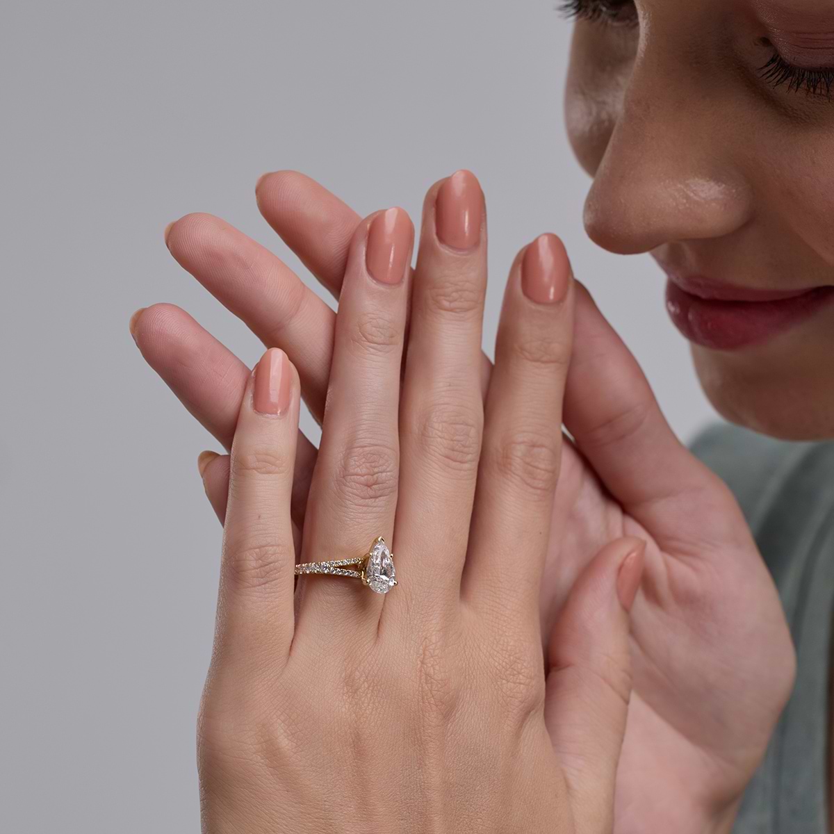Additional Image 3 for  1 7/8 ctw Pear Lab Grown Diamond Split Shank Engagement Ring