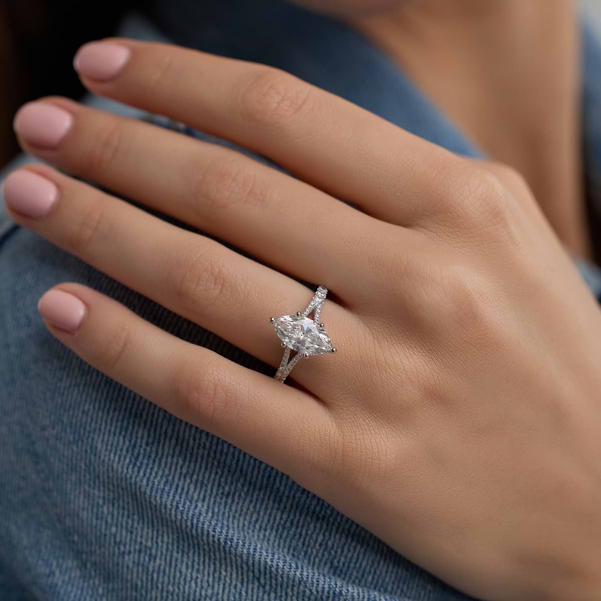 Nirvana 1/3 ctw Marquise Lab Grown Diamond Split Shank