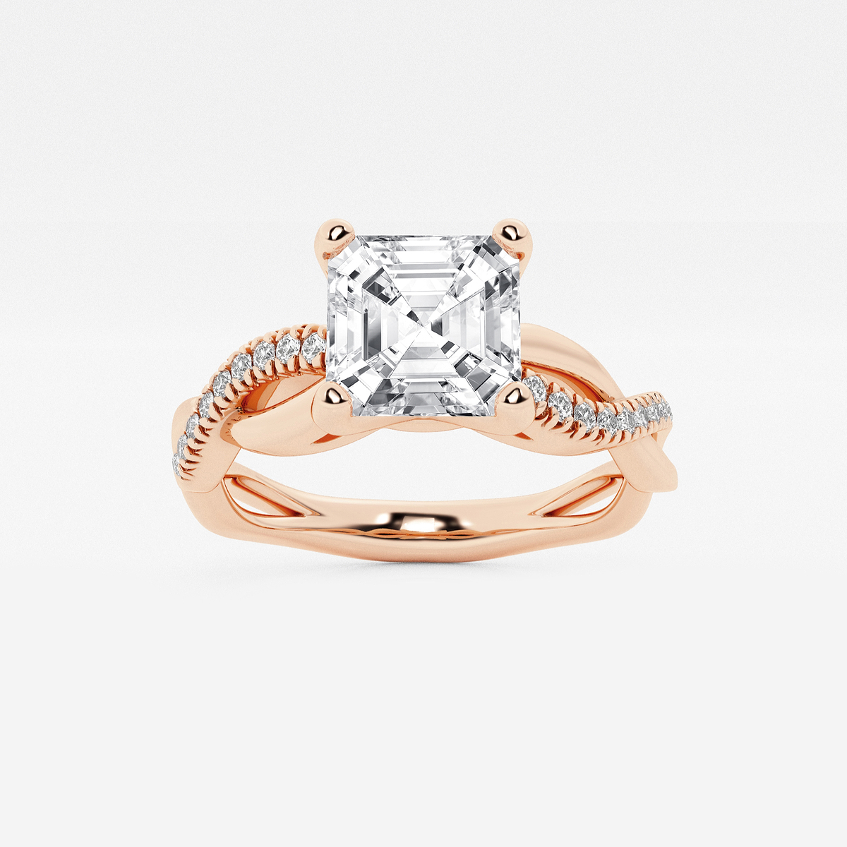 1 5/8 ctw Asscher Lab Grown Diamond Intertwined Engagement Ring