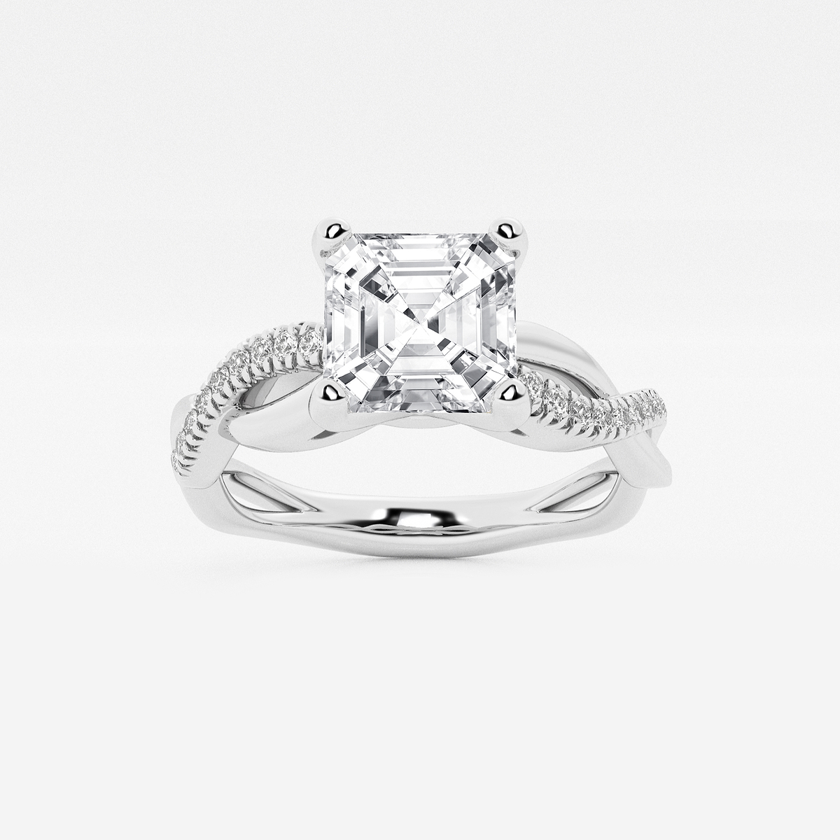 2 1/8 ctw Asscher Lab Grown Diamond Intertwined Engagement Ring