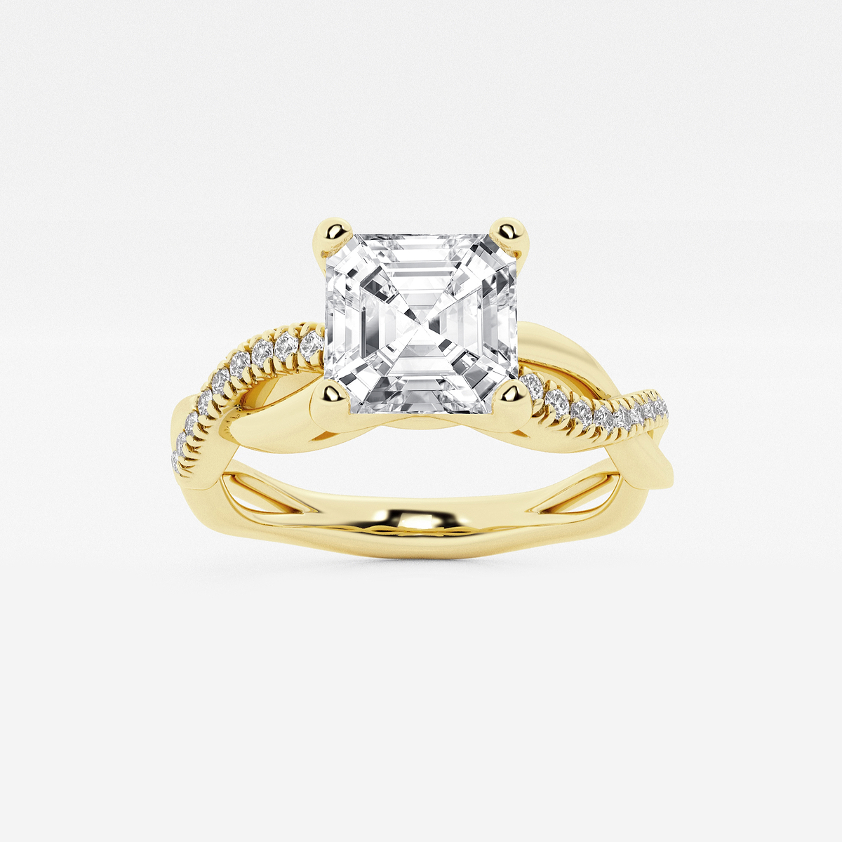 1 5/8 ctw Asscher Lab Grown Diamond Intertwined Engagement Ring