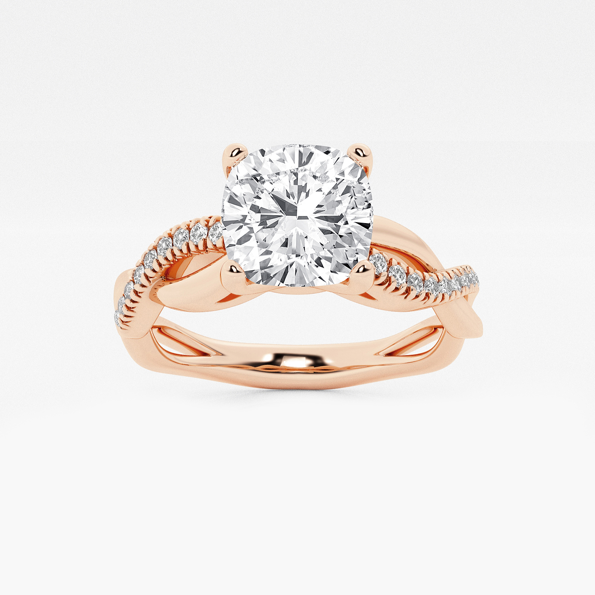 1 5/8 ctw Cushion Lab Grown Diamond Intertwined Engagement Ring