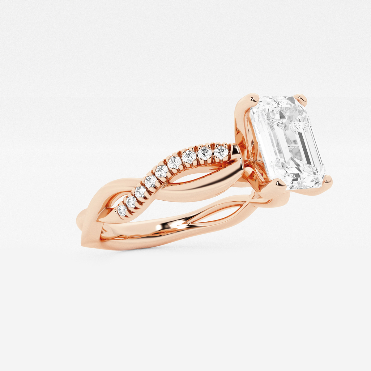 Additional Image 1 for  2 1/8 ctw Emerald Lab Grown Diamond Intertwined Engagement Ring