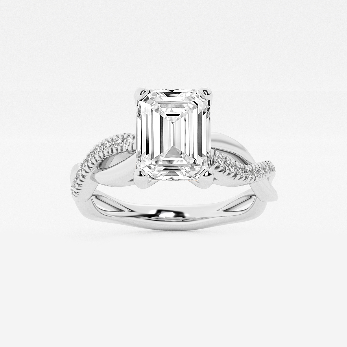 1 5/8 ctw Emerald Lab Grown Diamond Intertwined Engagement Ring