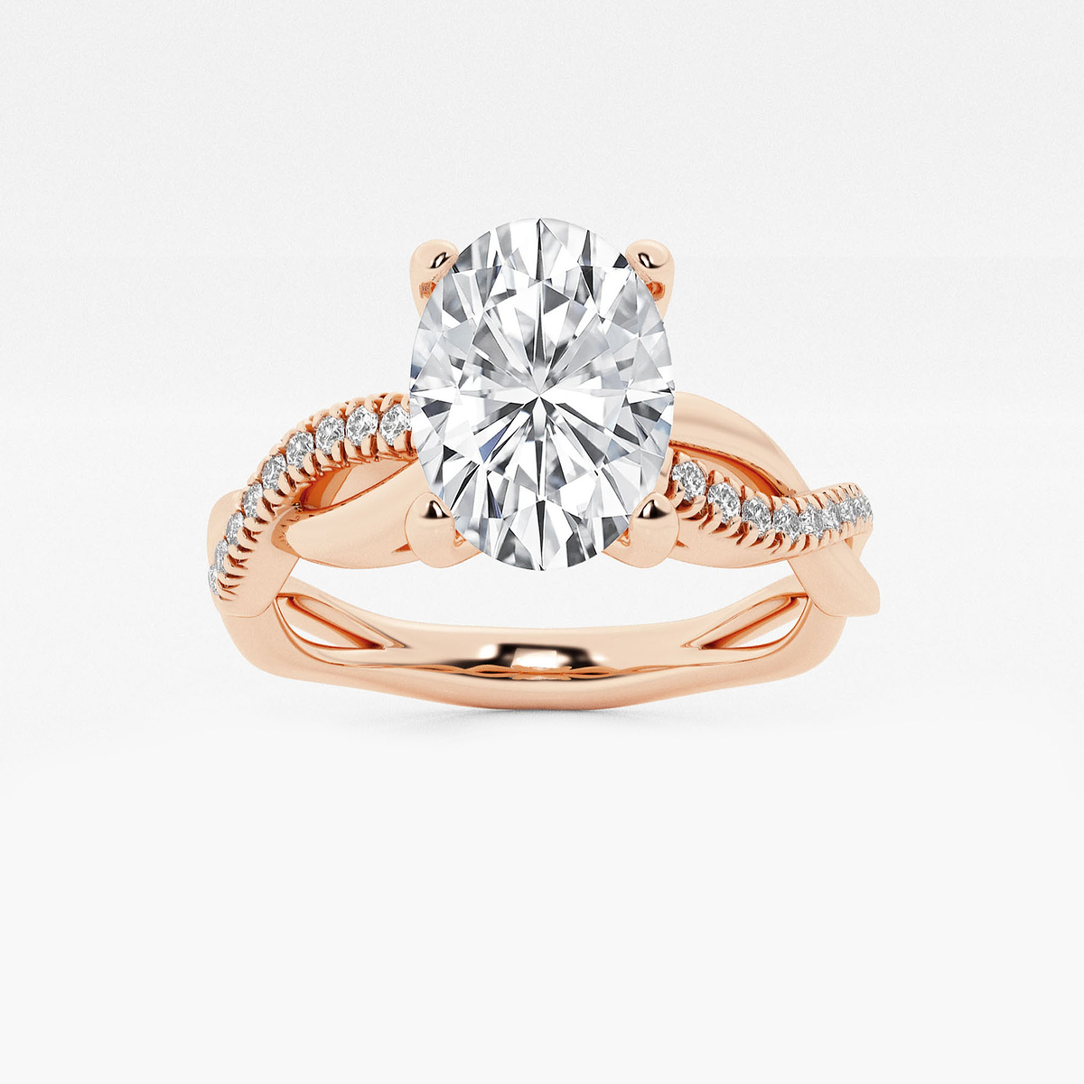 1/8 ctw Oval Lab Grown Diamond Intertwined Engagement Ring 14K