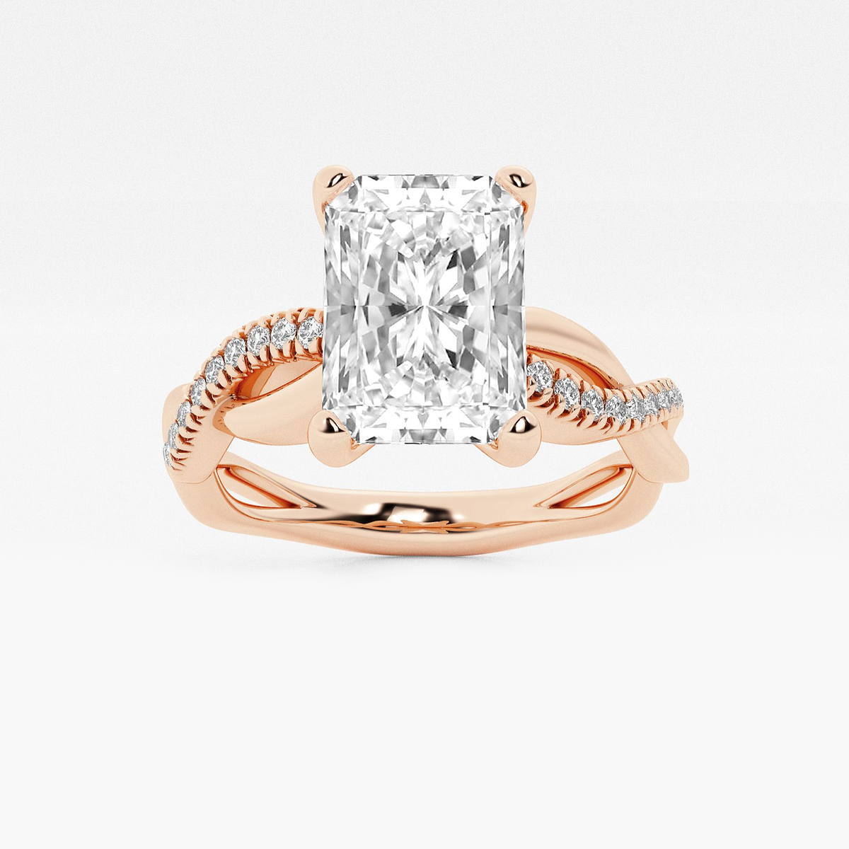 1 5/8 ctw Radiant Lab Grown Diamond Intertwined Engagement Ring