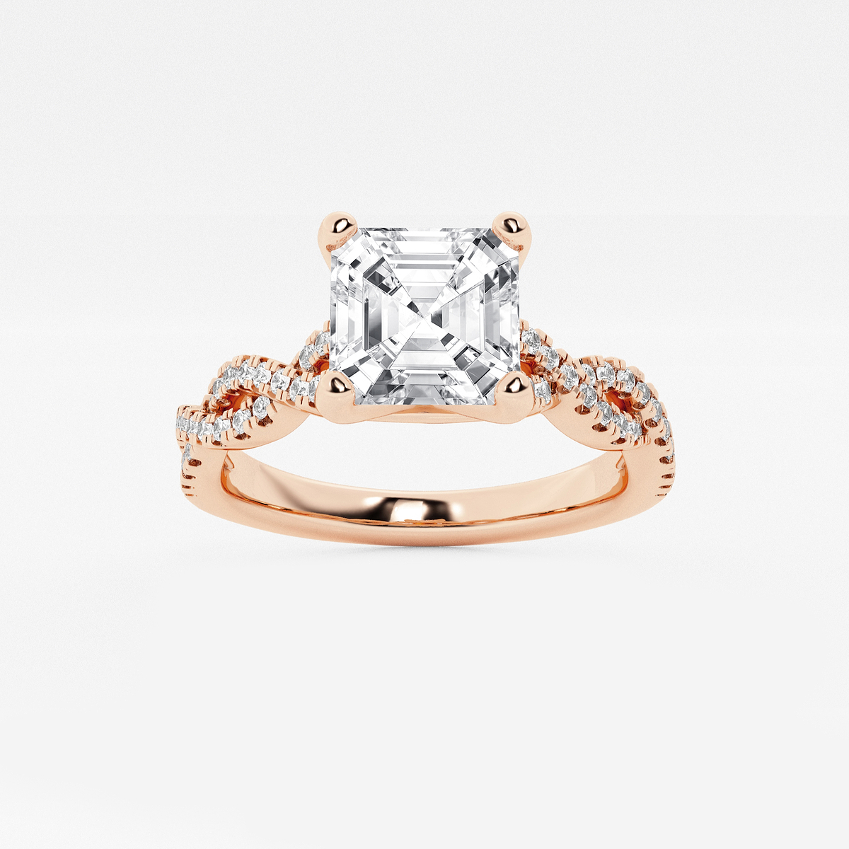 3 3/4 ctw Asscher Lab Grown Diamond Double Twist Engagement Ring