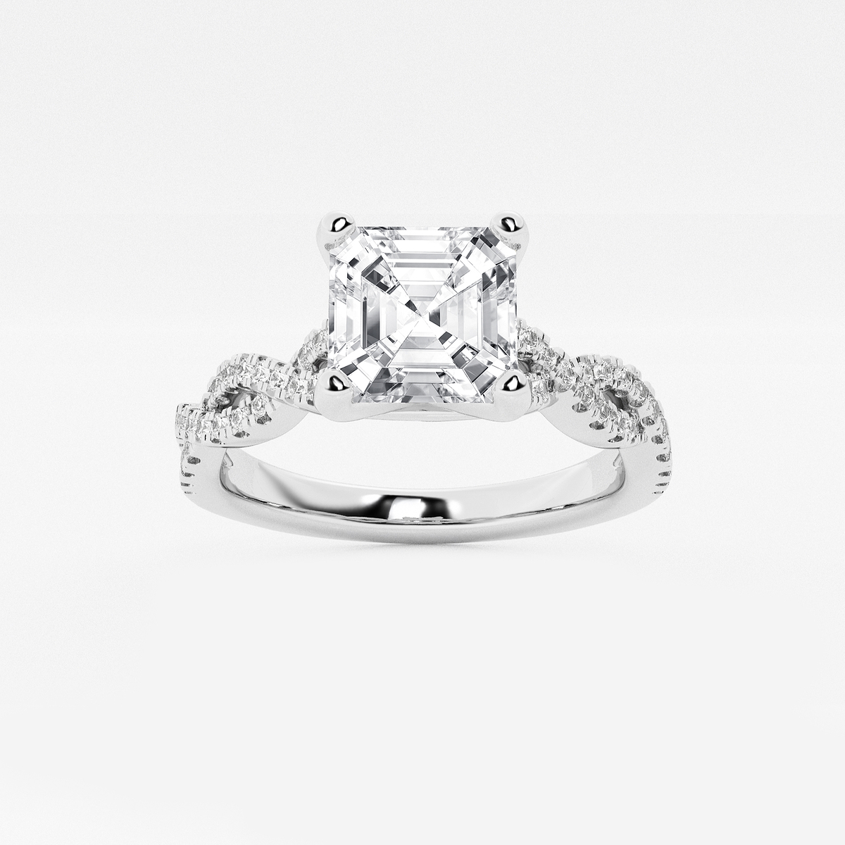 1 3/4 ctw Asscher Lab Grown Diamond Double Twist Engagement Ring