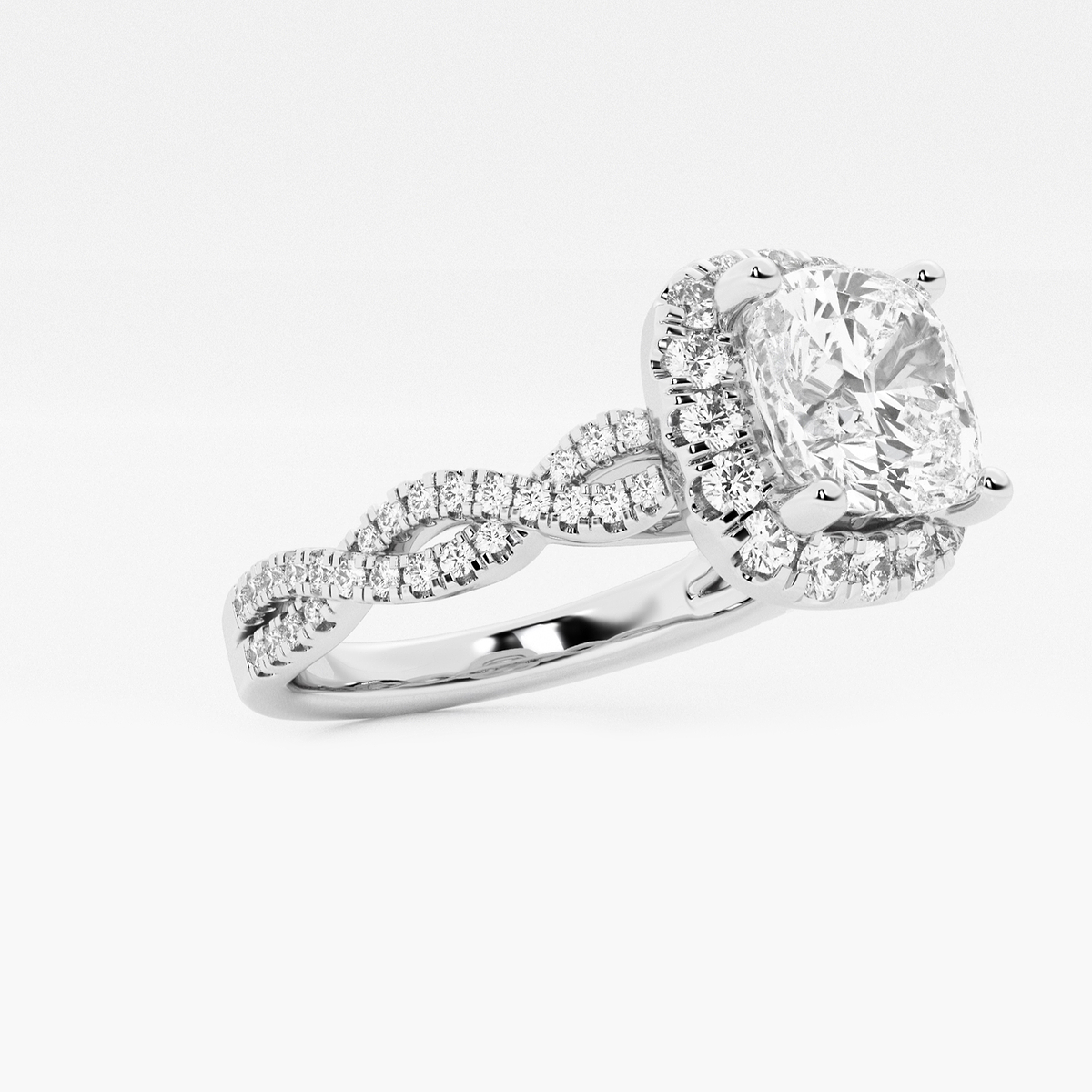Additional Image 1 for  2 1/2 ctw Cushion Lab Grown Diamond Double Twist Halo Engagement Ring