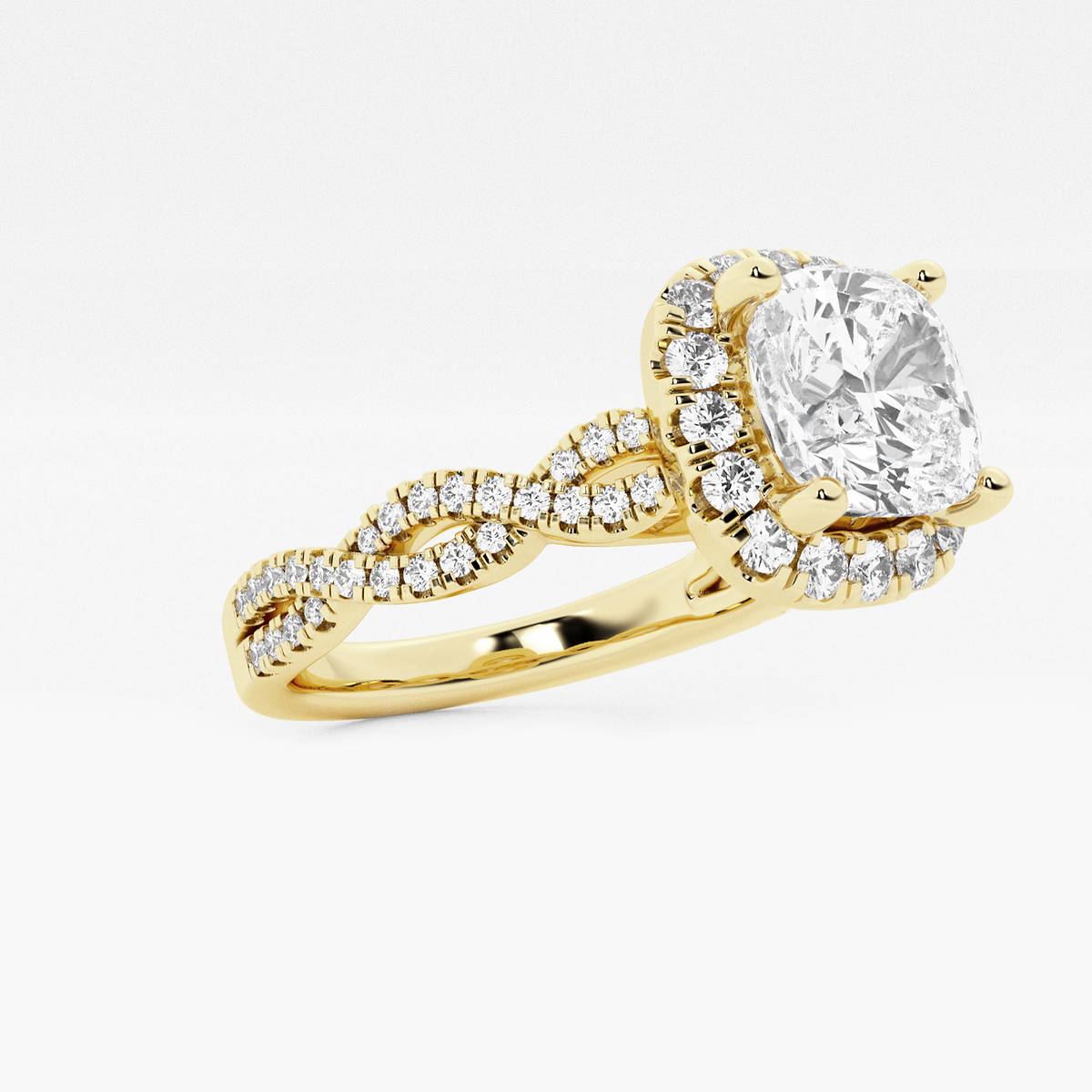 Additional Image 1 for  2 ctw Cushion Lab Grown Diamond Double Twist Halo Engagement Ring