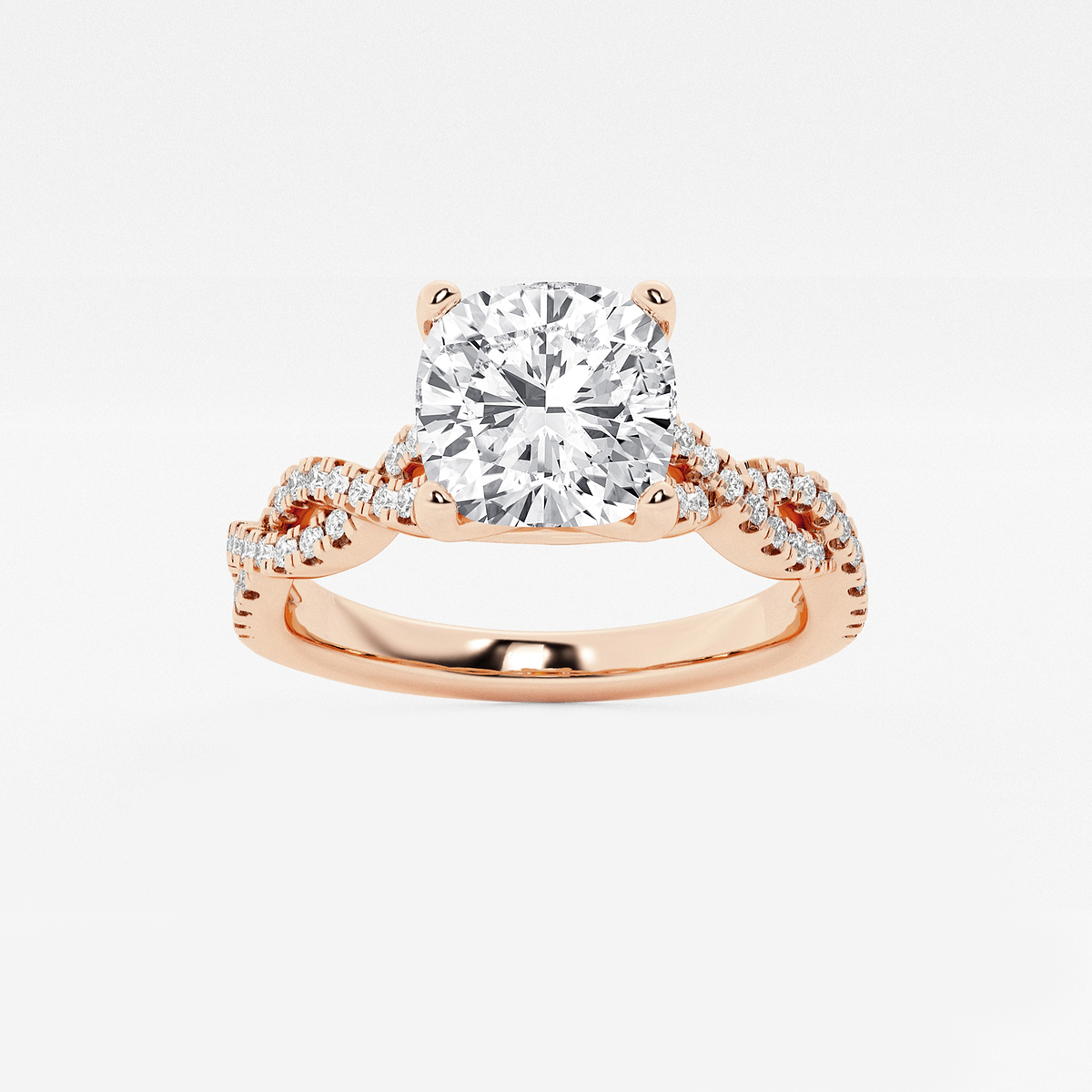 8 1/3 ctw Cushion Lab Grown Diamond Double Twist Engagement Ring