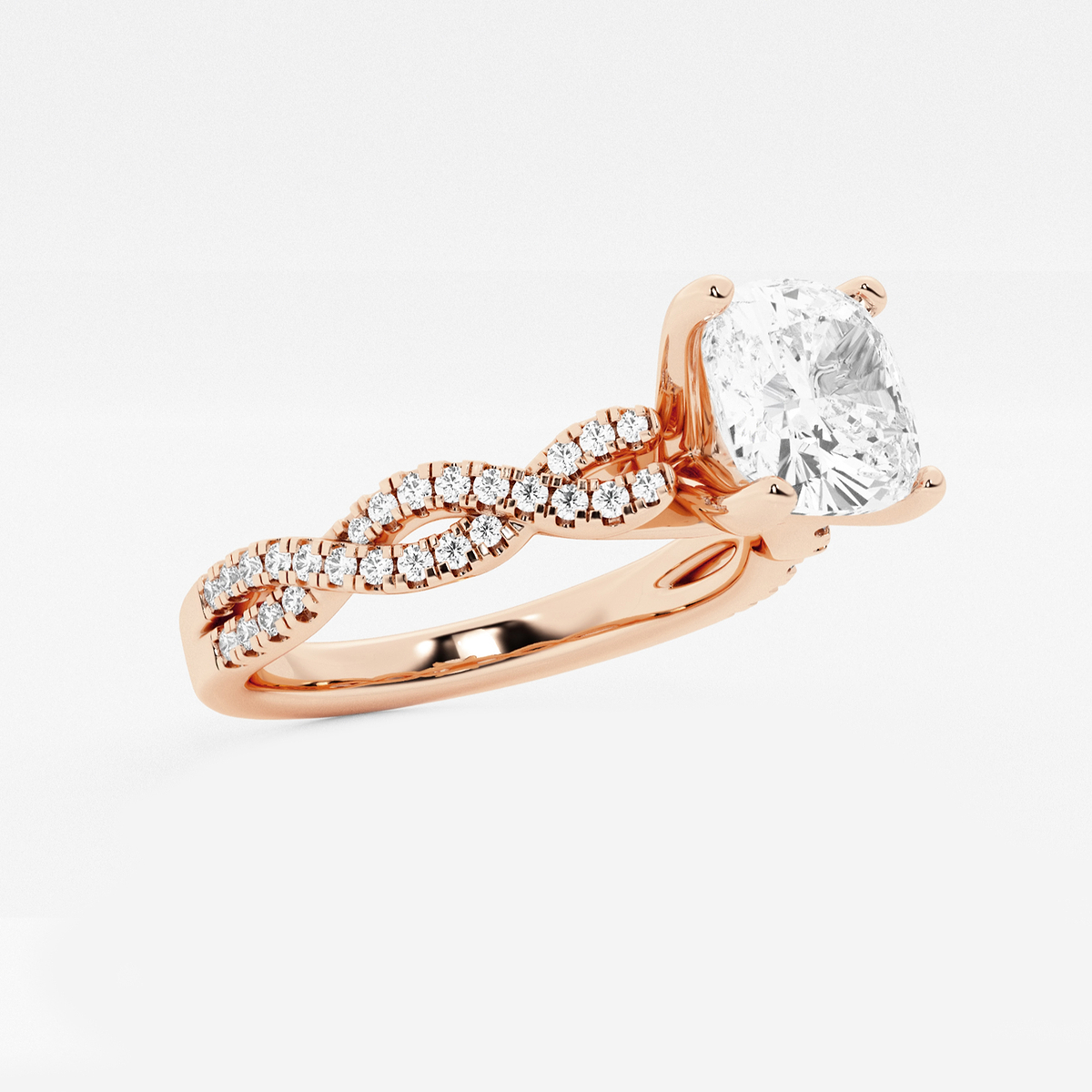 Additional Image 1 for  8 1/3 ctw Cushion Lab Grown Diamond Double Twist Engagement Ring