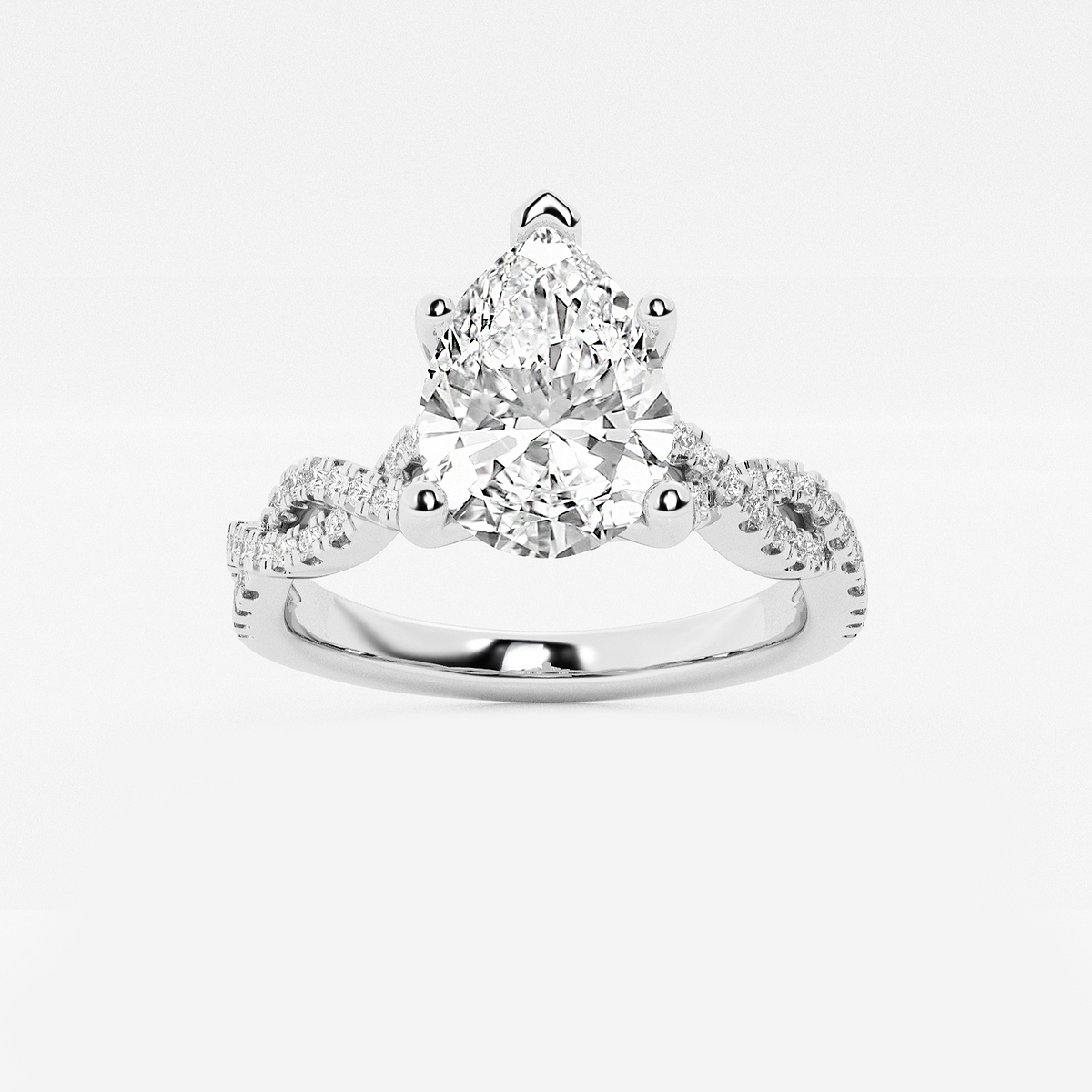 1 3/4 ctw Pear Lab Grown Diamond Double Twist Engagement Ring 14K White Gold, F, VS2