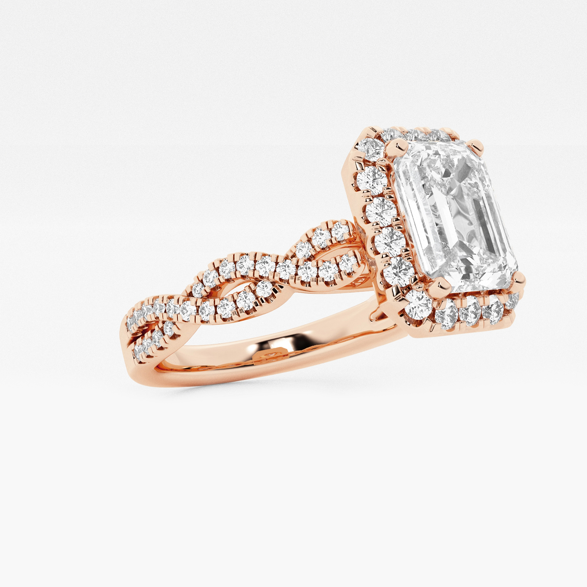 Additional Image 1 for  2 ctw Emerald Lab Grown Diamond Double Twist Halo Engagement Ring