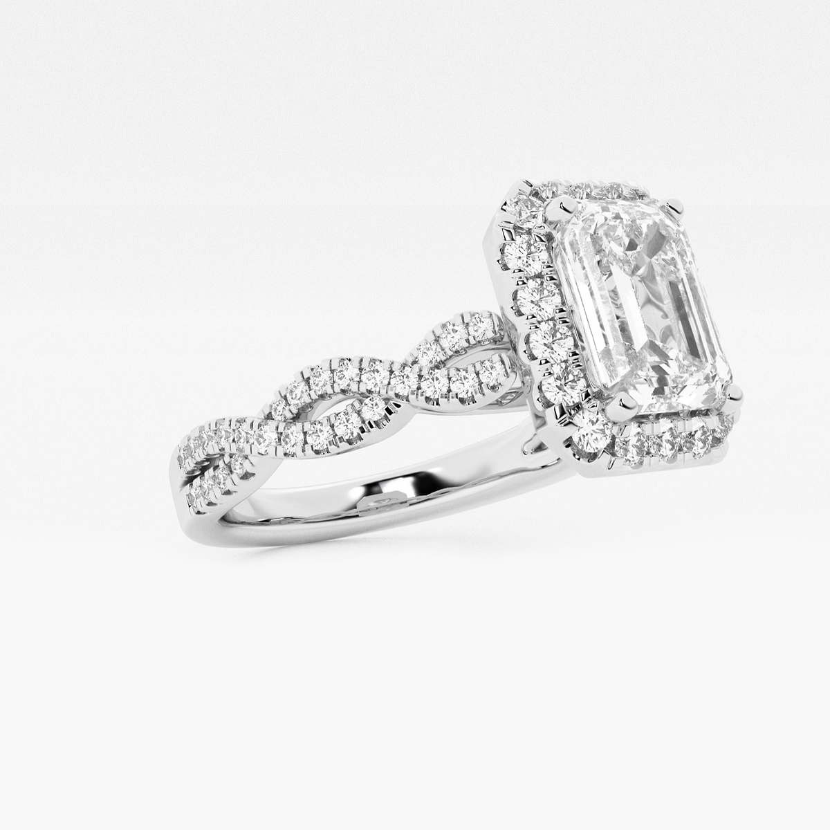 Additional Image 1 for  2 1/2 ctw Emerald Lab Grown Diamond Double Twist Halo Engagement Ring