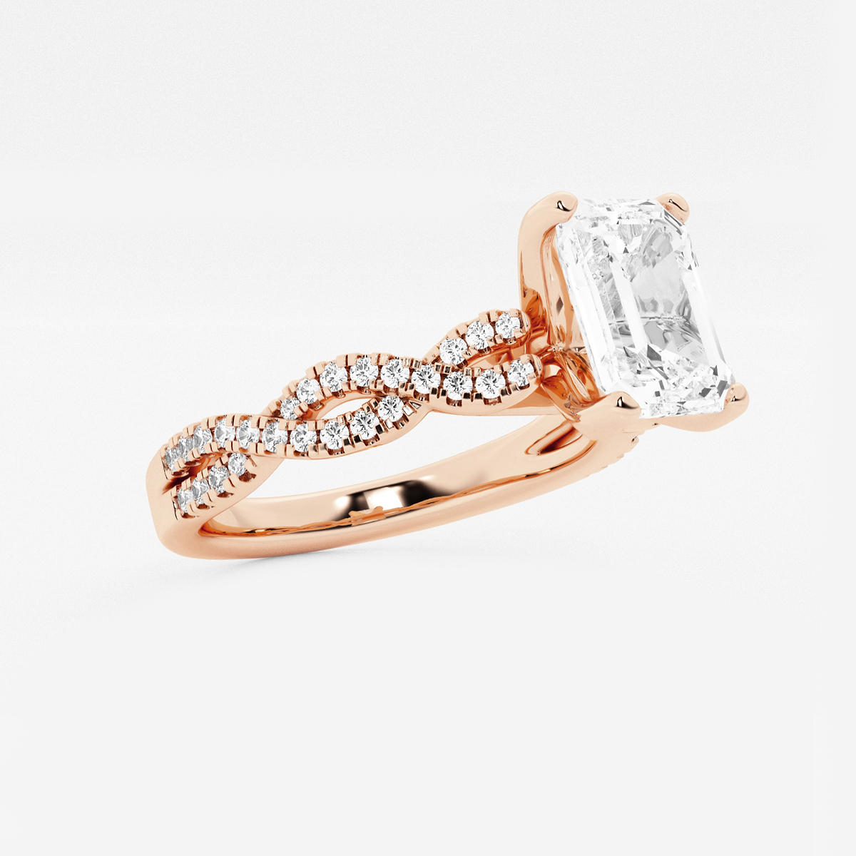 Additional Image 1 for  2 1/4 ctw Emerald Lab Grown Diamond Double Twist Engagement Ring
