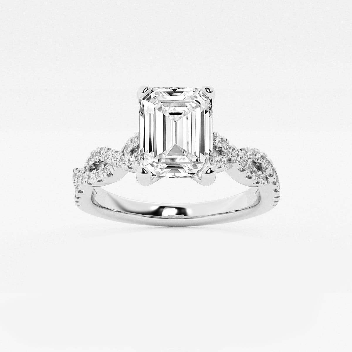 8 1/3 ctw Emerald Lab Grown Diamond Double Twist Engagement Ring