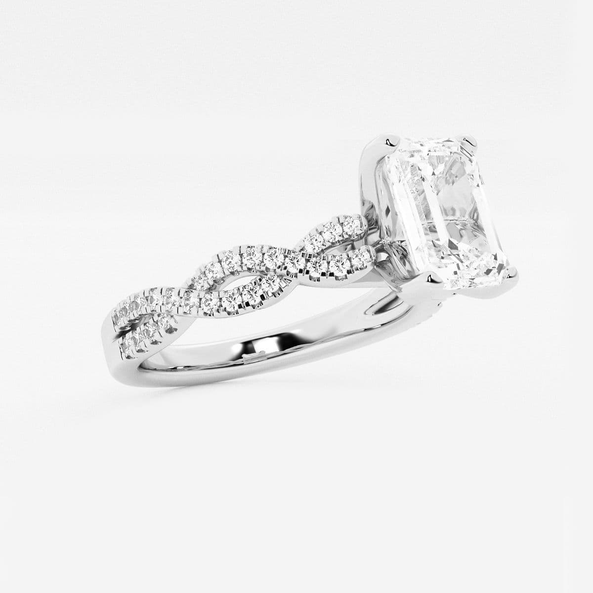 Additional Image 1 for  8 1/3 ctw Emerald Lab Grown Diamond Double Twist Engagement Ring