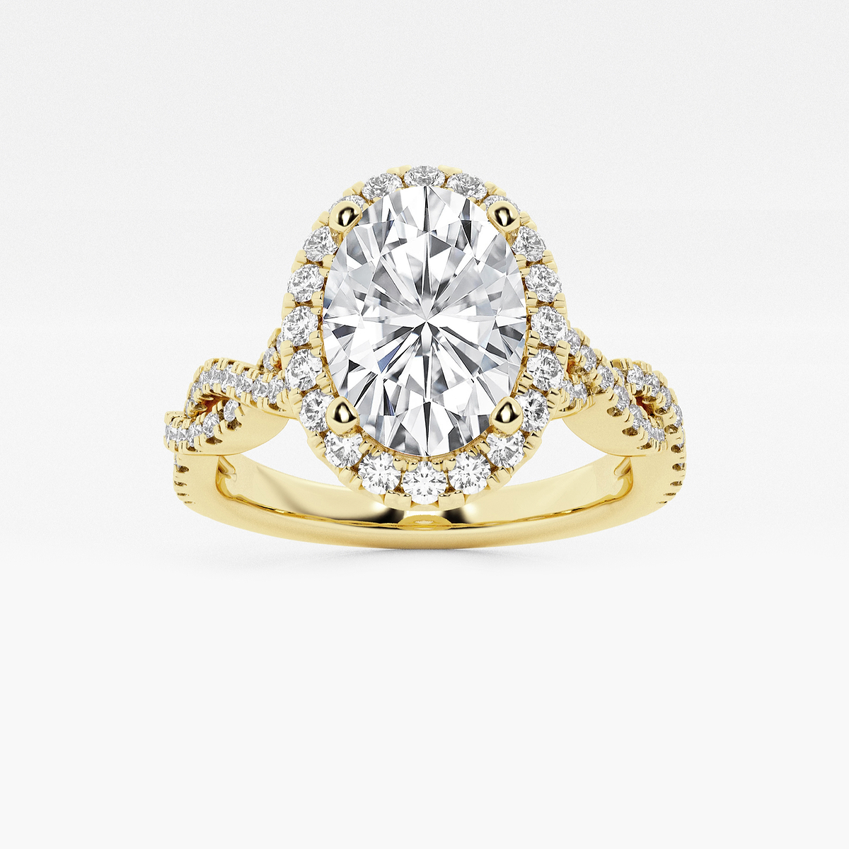 2 ctw Oval Lab Grown Diamond Double Twist Halo Engagement Ring