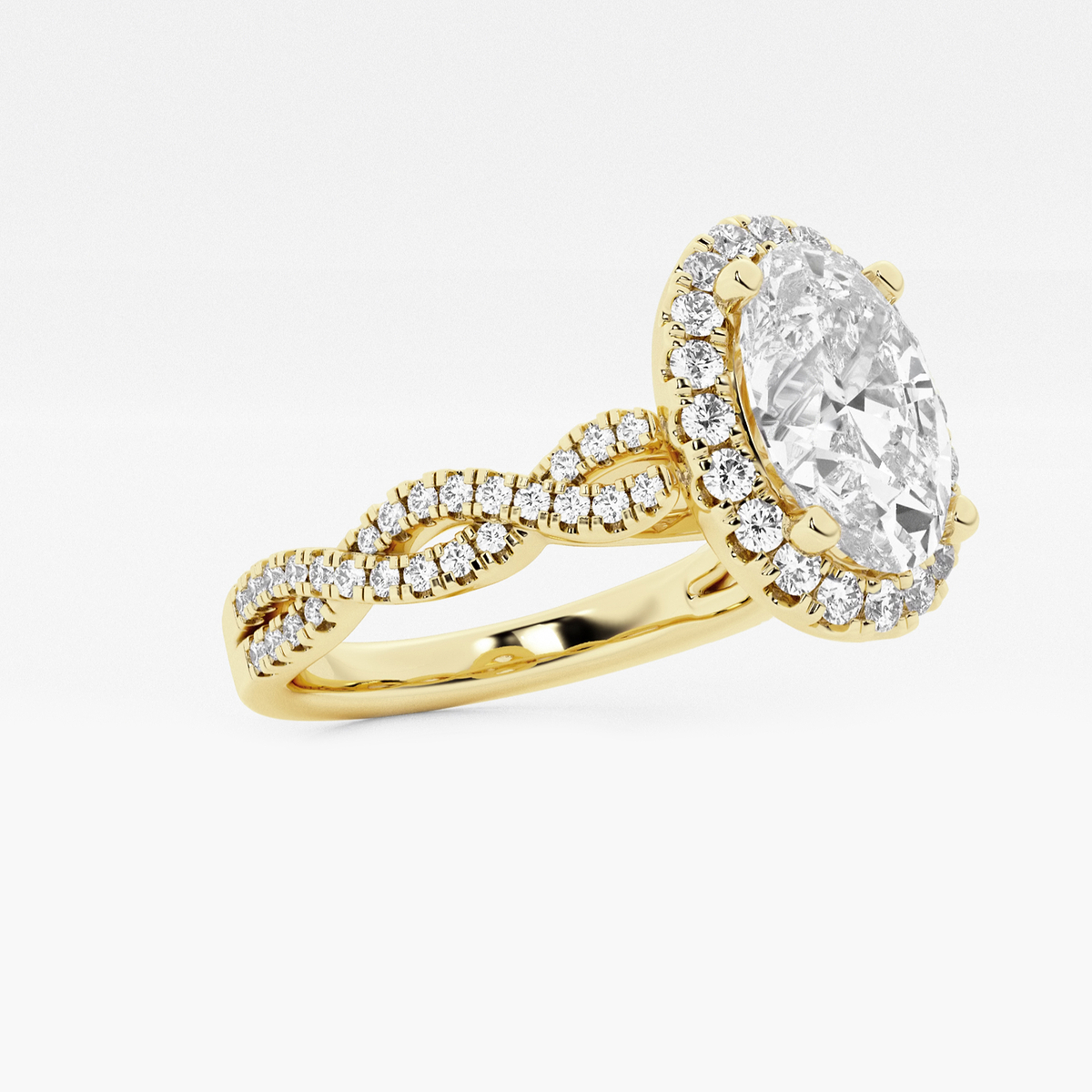 Additional Image 1 for  2 ctw Oval Lab Grown Diamond Double Twist Halo Engagement Ring