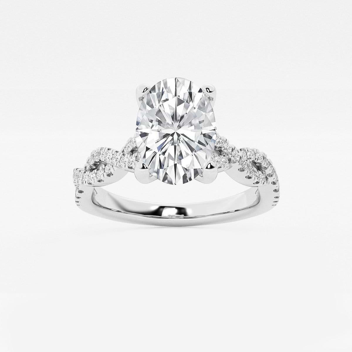 1 3/4 ctw Oval Lab Grown Diamond Double Twist Engagement Ring 14K White Gold, F,VS2