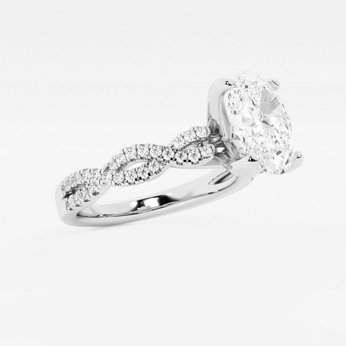 1 3/4 ctw Oval Lab Grown Diamond Double Twist Engagement Ring 14K White Gold, F,VS2