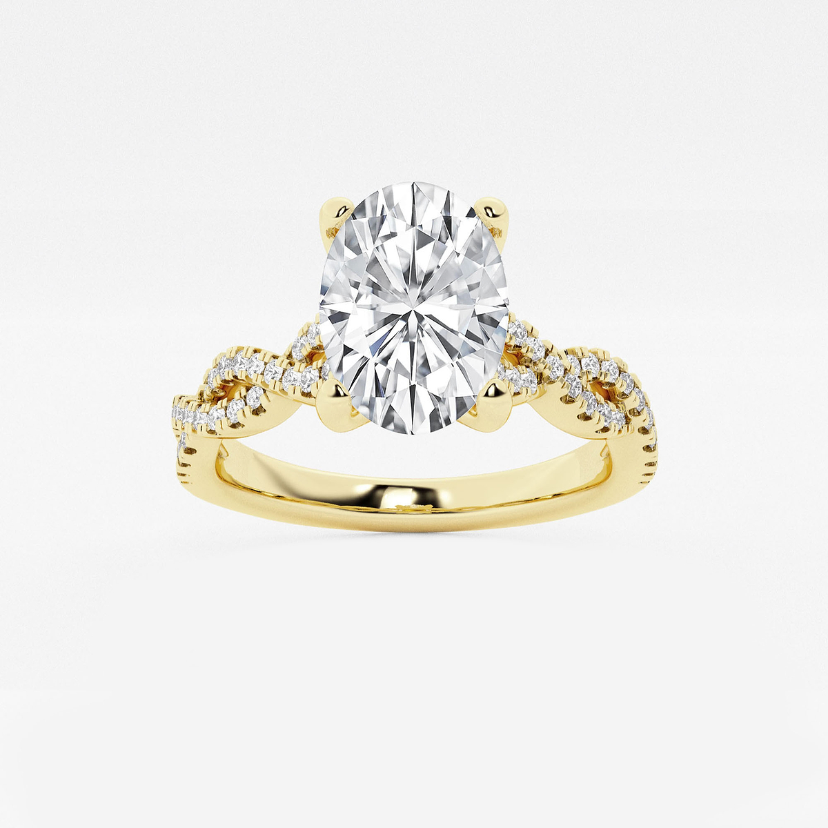 1 3/4 ctw Oval Lab Grown Diamond Double Twist Engagement Ring 14K Yellow Gold, FG, VS2+