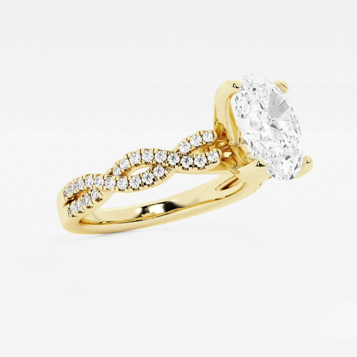 1 3/4 ctw Oval Lab Grown Diamond Double Twist Engagement Ring 14K Yellow Gold, FG, VS2+