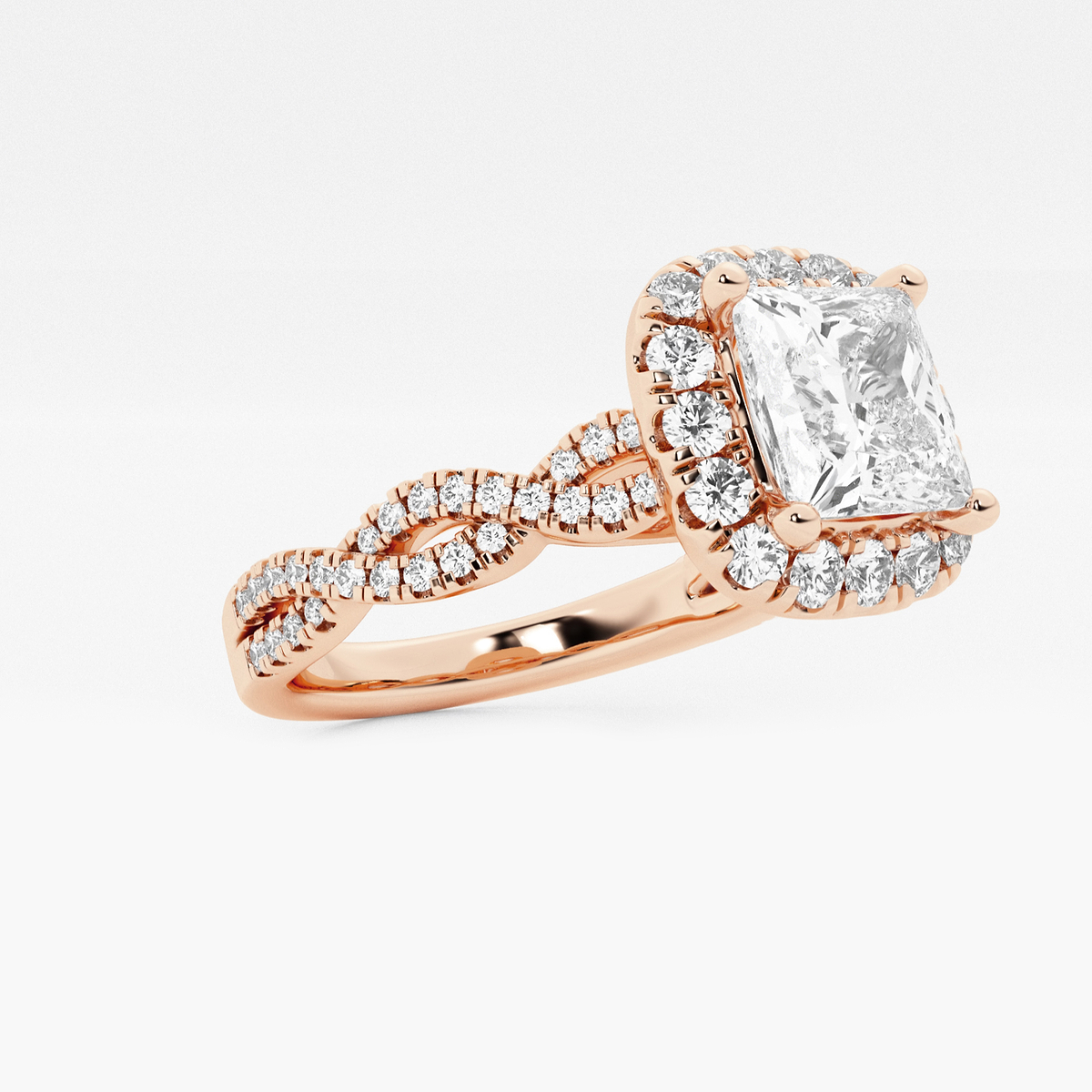 Additional Image 1 for  2 1/2 ctw Princess Lab Grown Diamond Double Twist Halo Engagement Ring