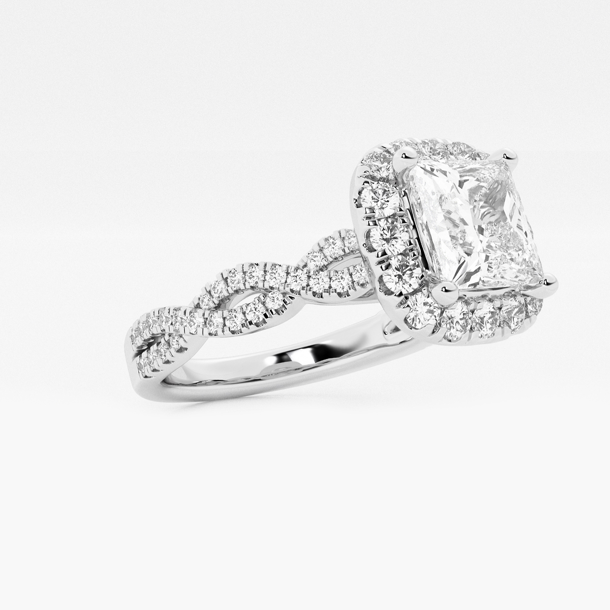 Additional Image 1 for  2 1/2 ctw Princess Lab Grown Diamond Double Twist Halo Engagement Ring