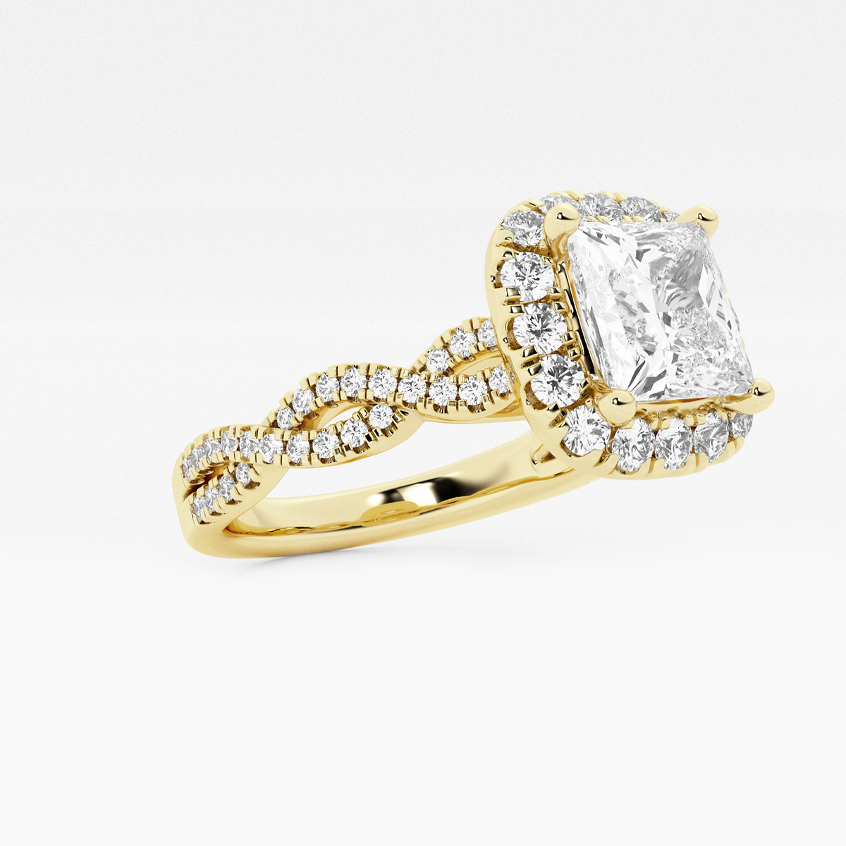 Additional Image 1 for  2 ctw Princess Lab Grown Diamond Double Twist Halo Engagement Ring