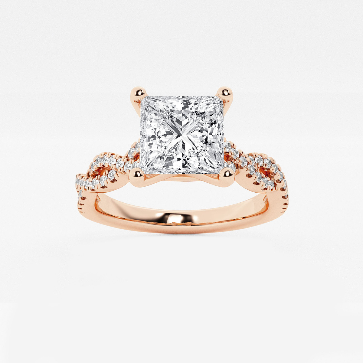 2 1/4 ctw Princess Lab Grown Diamond Double Twist Engagement Ring