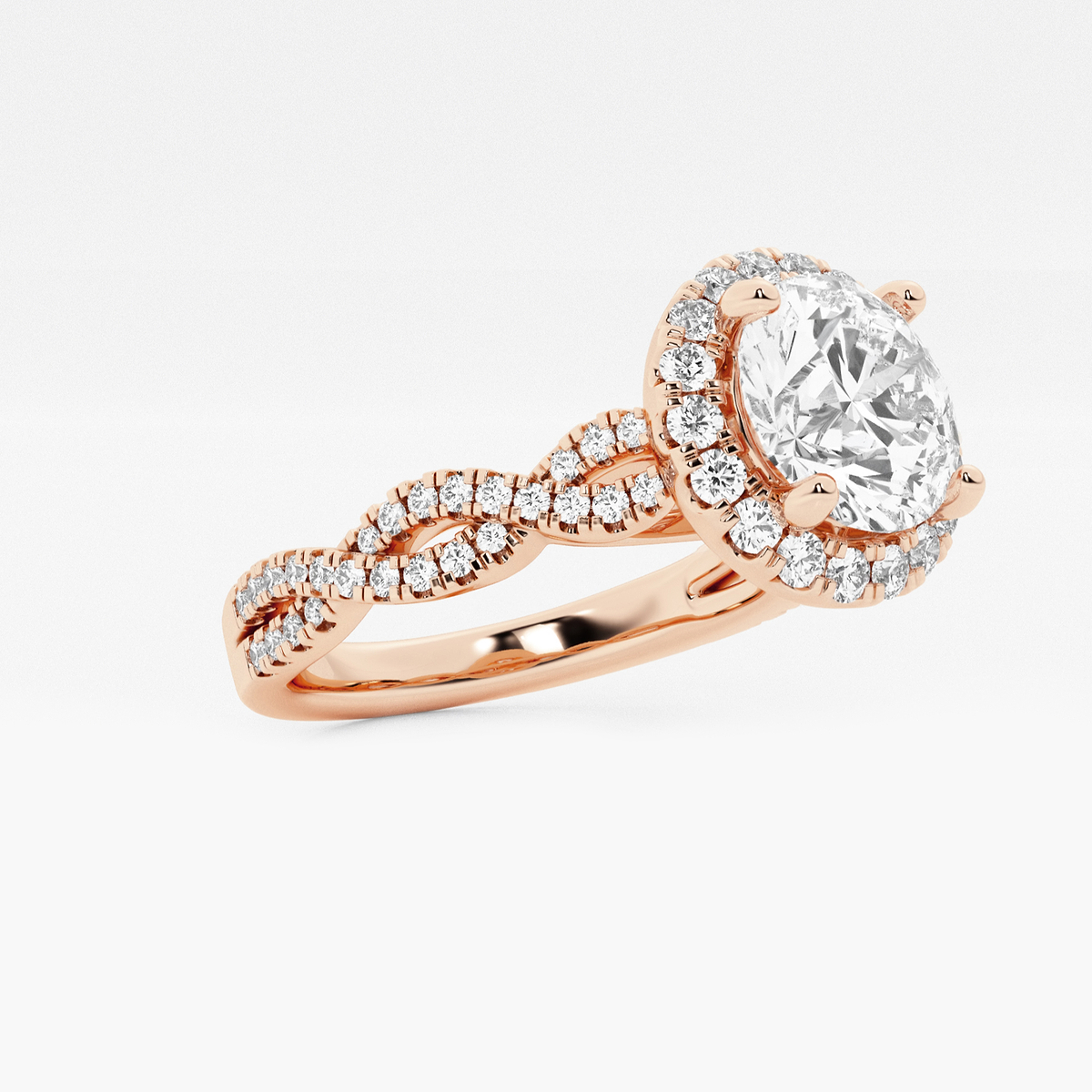Additional Image 1 for  2 1/2 ctw Round Lab Grown Diamond Double Twist Halo Engagement Ring