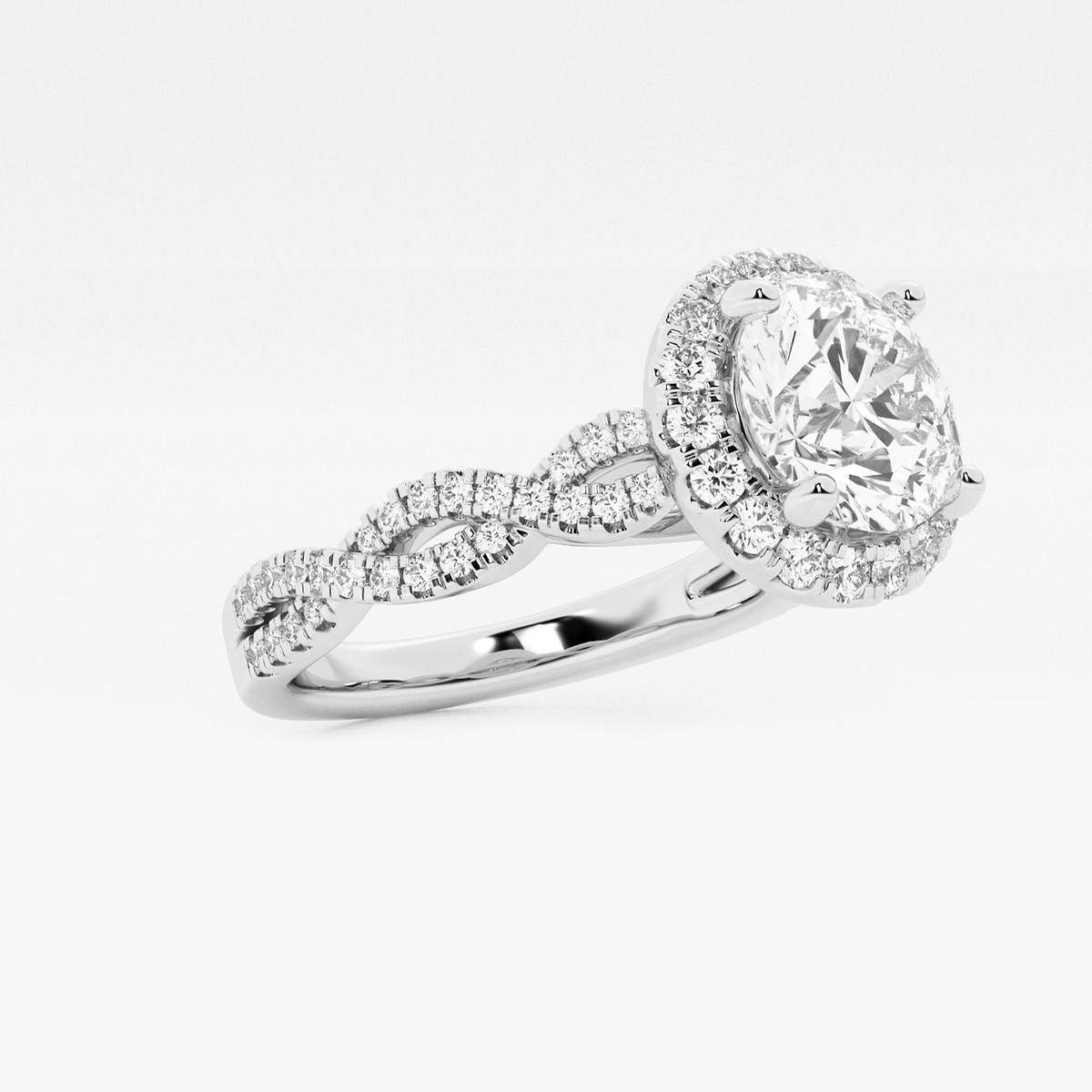 Additional Image 1 for  2 ctw Round Lab Grown Diamond Double Twist Halo Engagement Ring