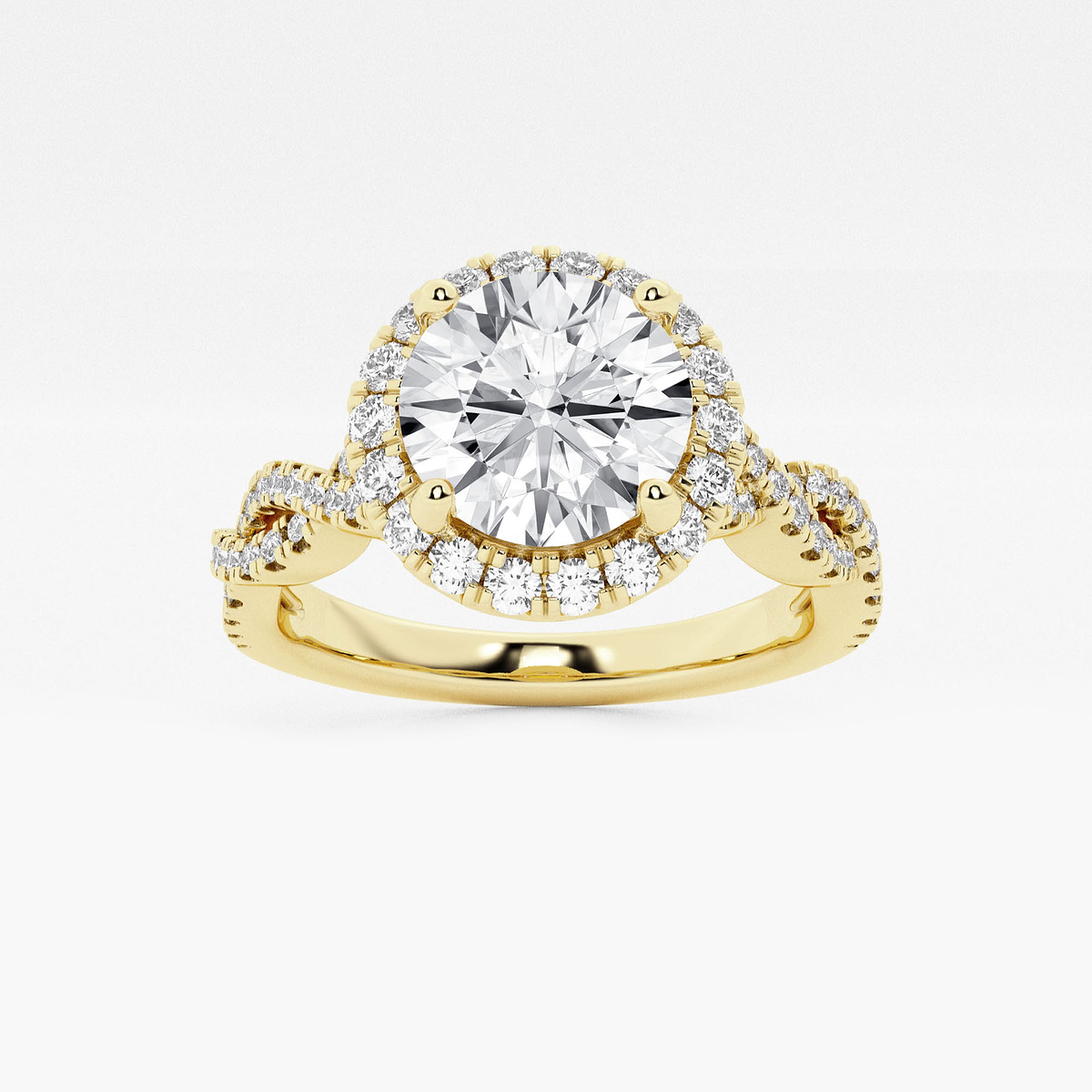 2 1/2 ctw Round Lab Grown Diamond Double Twist Halo Engagement Ring