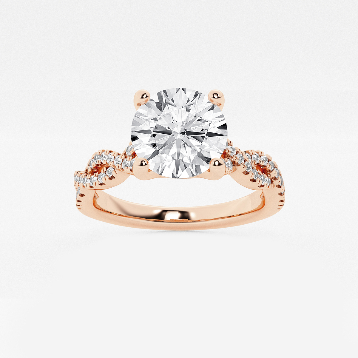 3 1/4 ctw Round Lab Grown Diamond Double Twist Engagement Ring