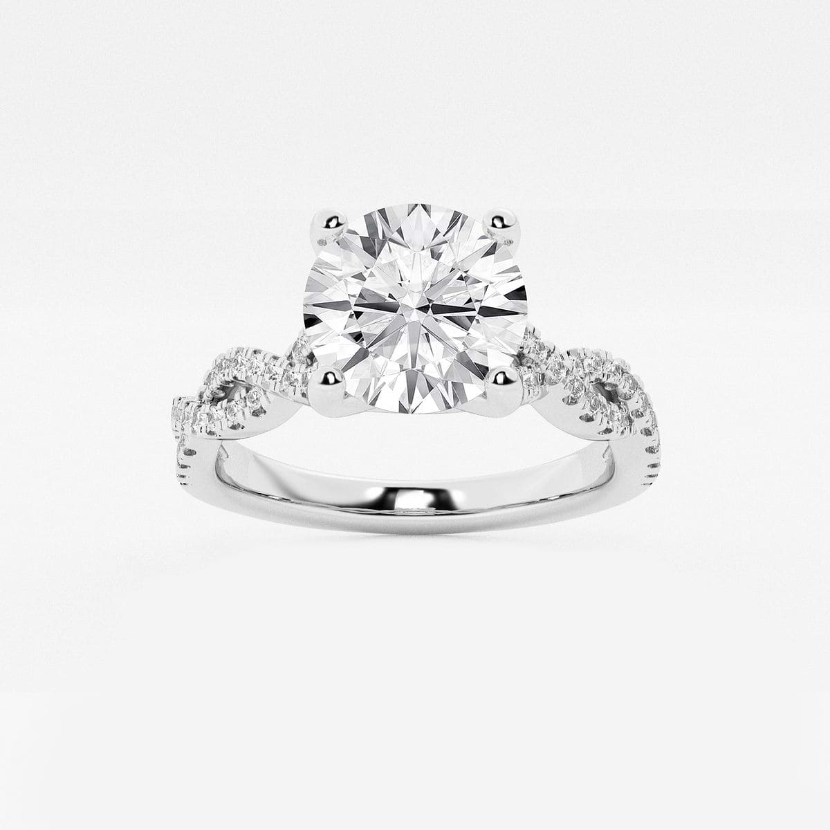 8 1/3 ctw Round Lab Grown Diamond Double Twist Engagement Ring 14K White Gold, F, VS2