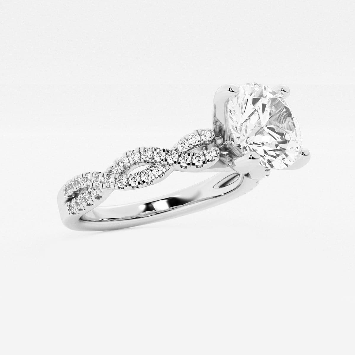8 1/3 ctw Round Lab Grown Diamond Double Twist Engagement Ring 14K White Gold, F, VS2