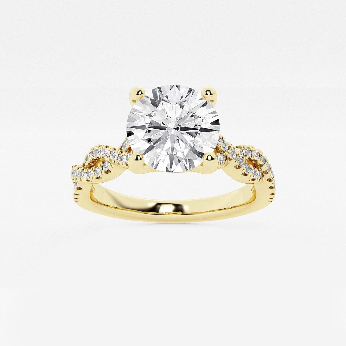 2 1/4 ctw Round Lab Grown Diamond Double Twist Engagement Ring 14K Yellow Gold, FG, VS2+